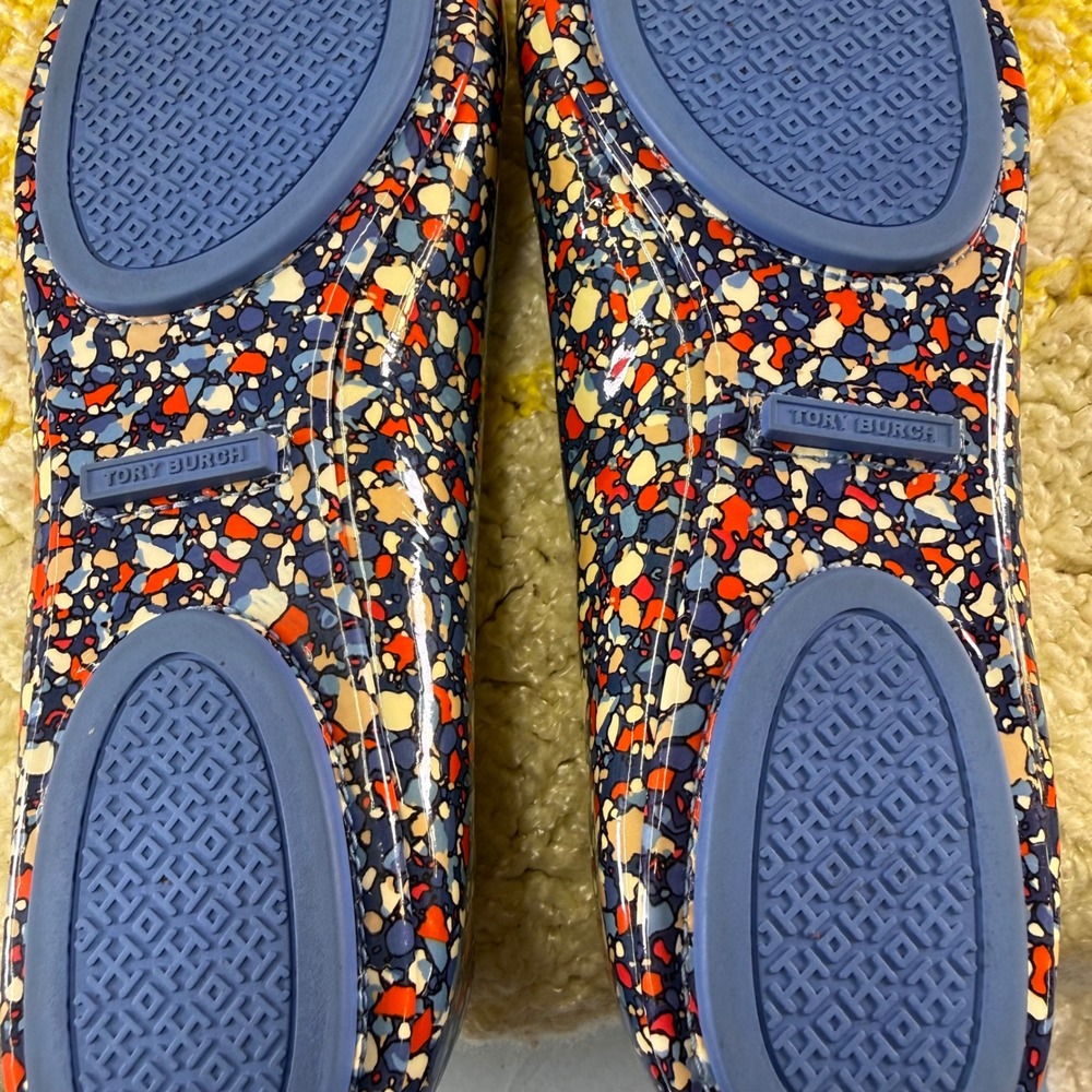 Tory Burch Minnie Travel Ballet Flats Blue Multi Confetti Mosaic Patent Leather - Picture 12 of 16